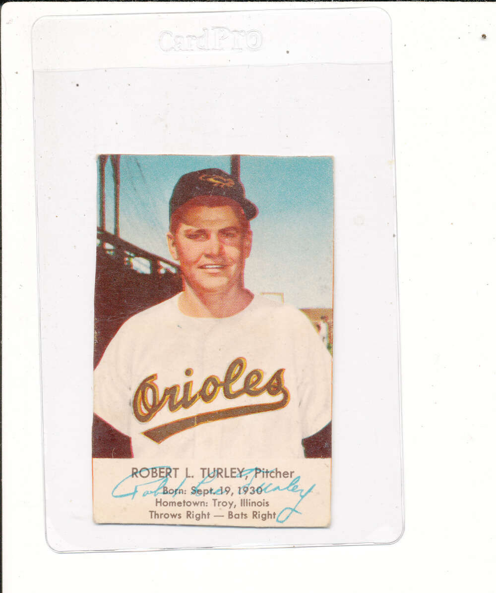 1954 esskay hot dogs Robert Turley orioles hand cut card bm ex