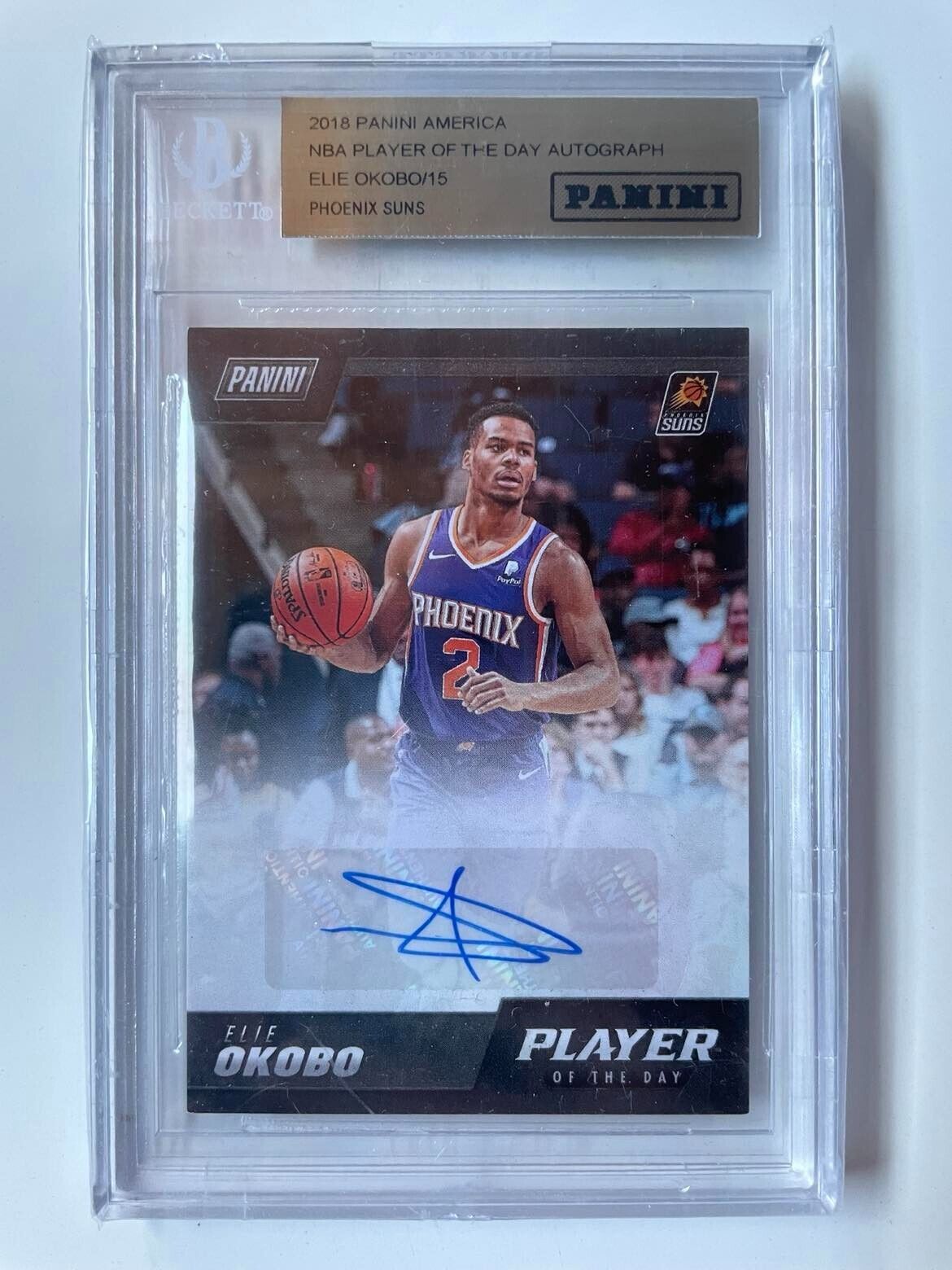 2018-19 Elie Okobo Panini Player of the Day Autograph Beckett Encased SUNS Rooki