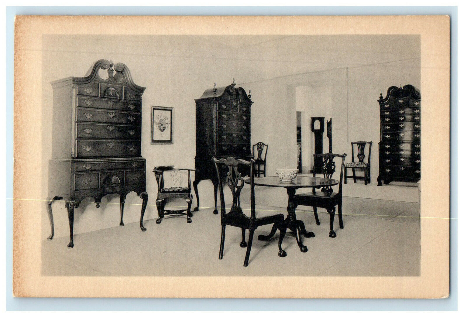 1935 Chippendale Style Cabinets & Seats with Cabriole Legs Ball, Claw Postcard