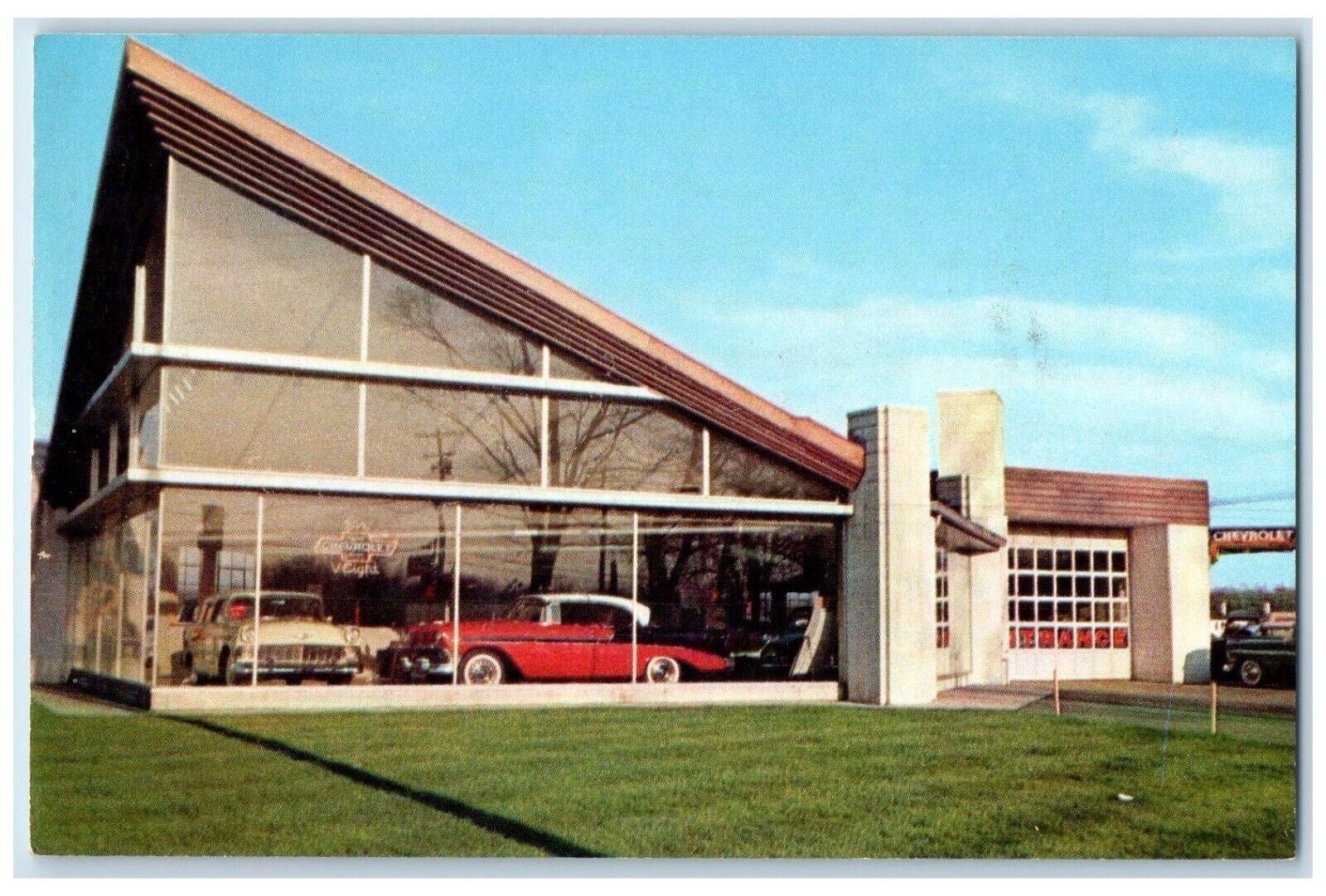c1960's Dealership Earl Evans Chevrolet Car Painesville Ohio OH Vintage Postcard