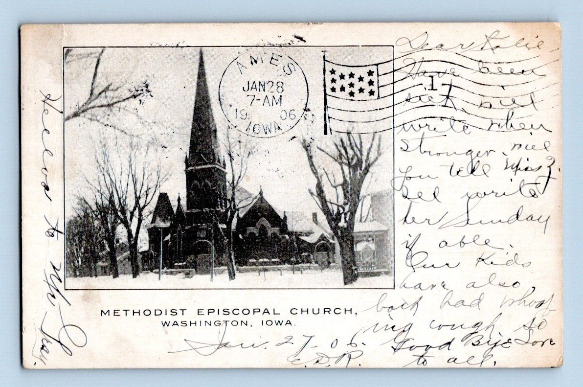 1906. WASHINGTON, IOWA. METHODIST EPISCOPAL CHURCH. POSTCARD FX24