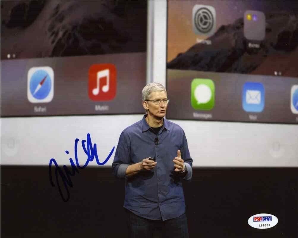 Tim Cook Apple CEO Signed Autographed 8x10 Photo PSA/DNA COA