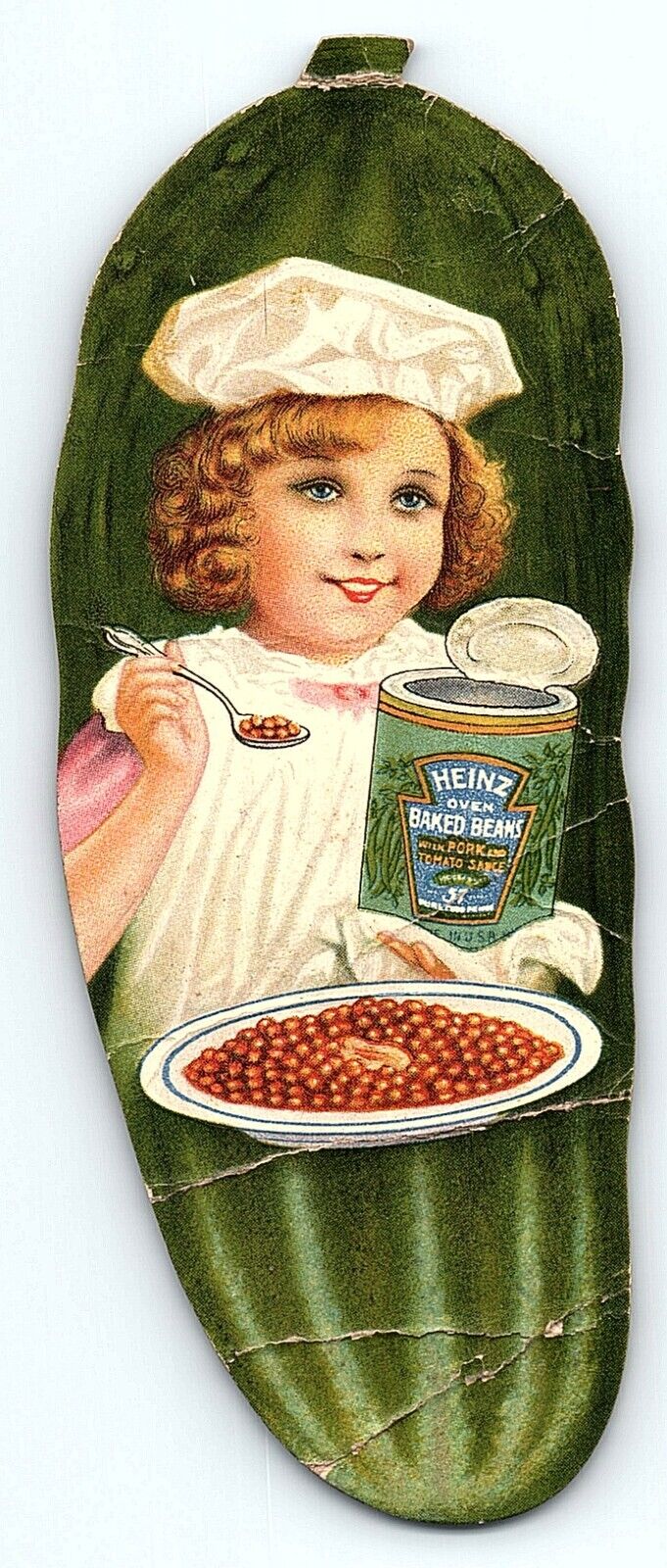 RARE EARLY HEINZ PICKLE TRADE CARD/BOOKMARK ADVERTISING HEINZ BAKED BEANS Z5536
