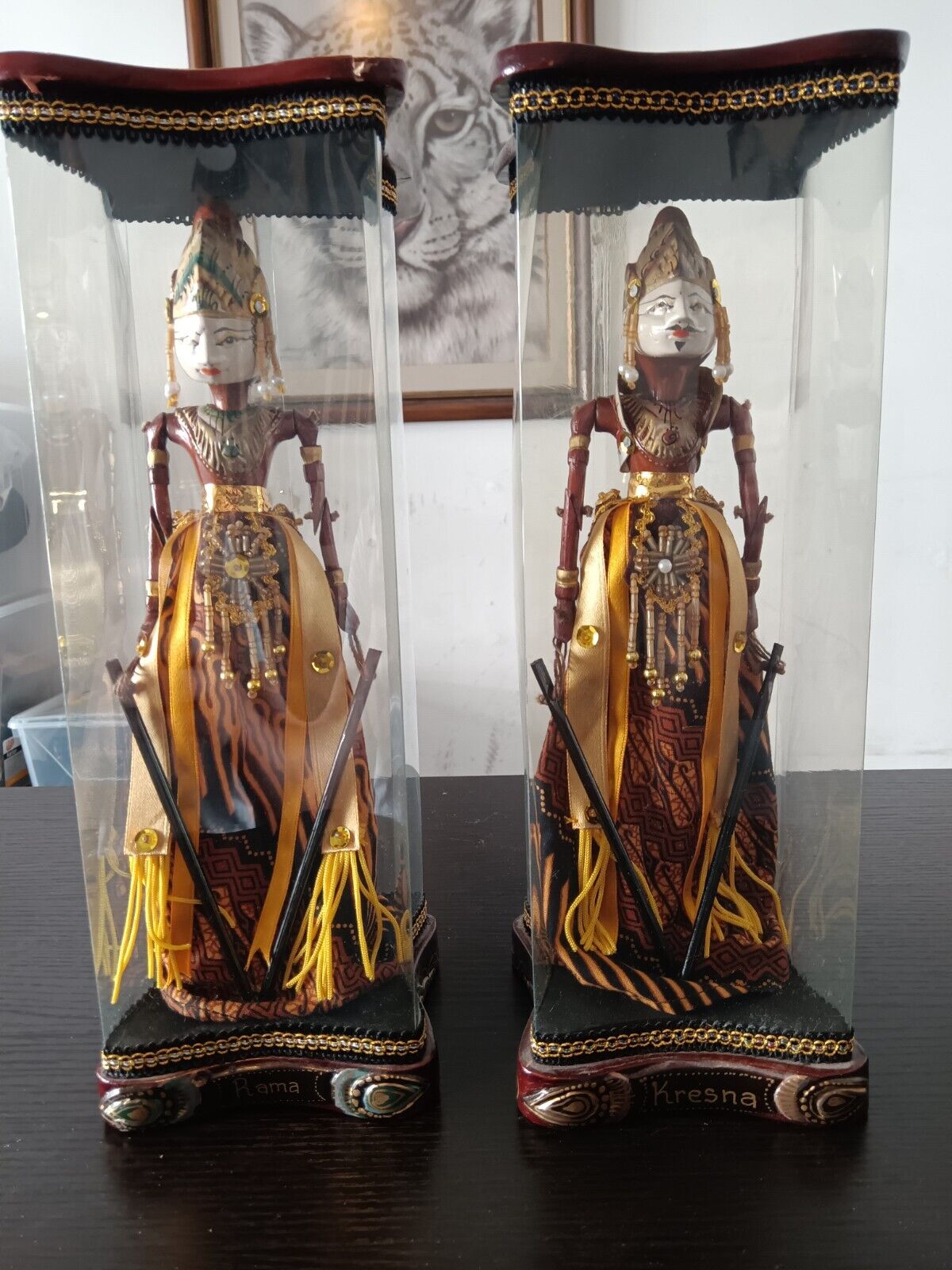 Rare Vintage King Rama and  Kresna Puppet Doll In Box Never Removed.