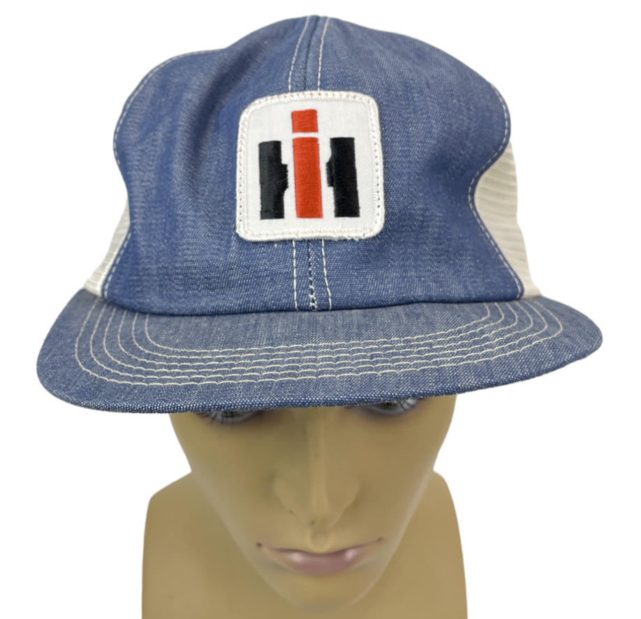Vintage IH International Harvester Denim Mesh snapback K-products trucker hat