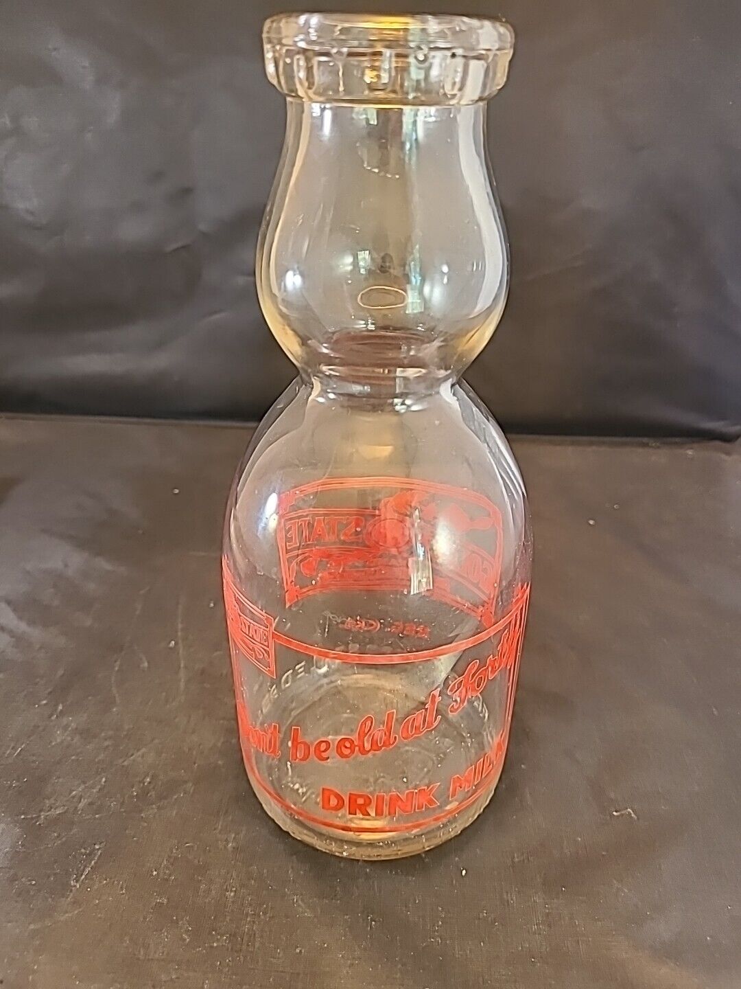 Golden State Brand Dairy Products CA Quart Milk Bottle Don't Be Old At Forty 
