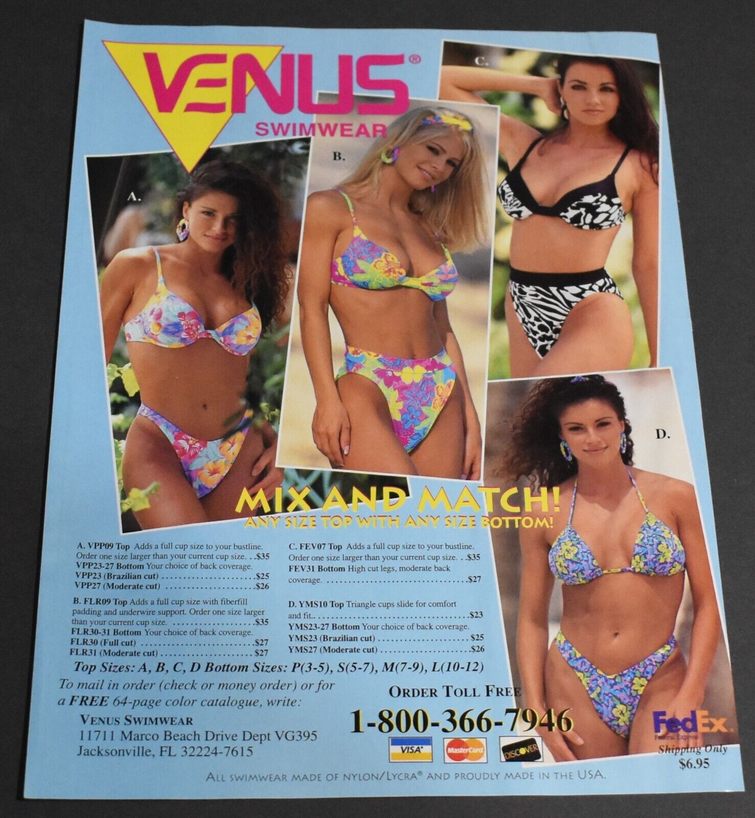 1995 Print Ad Sexy Venus Swimwear Blonde Lady Bikini Beauty Jacksonville Florida