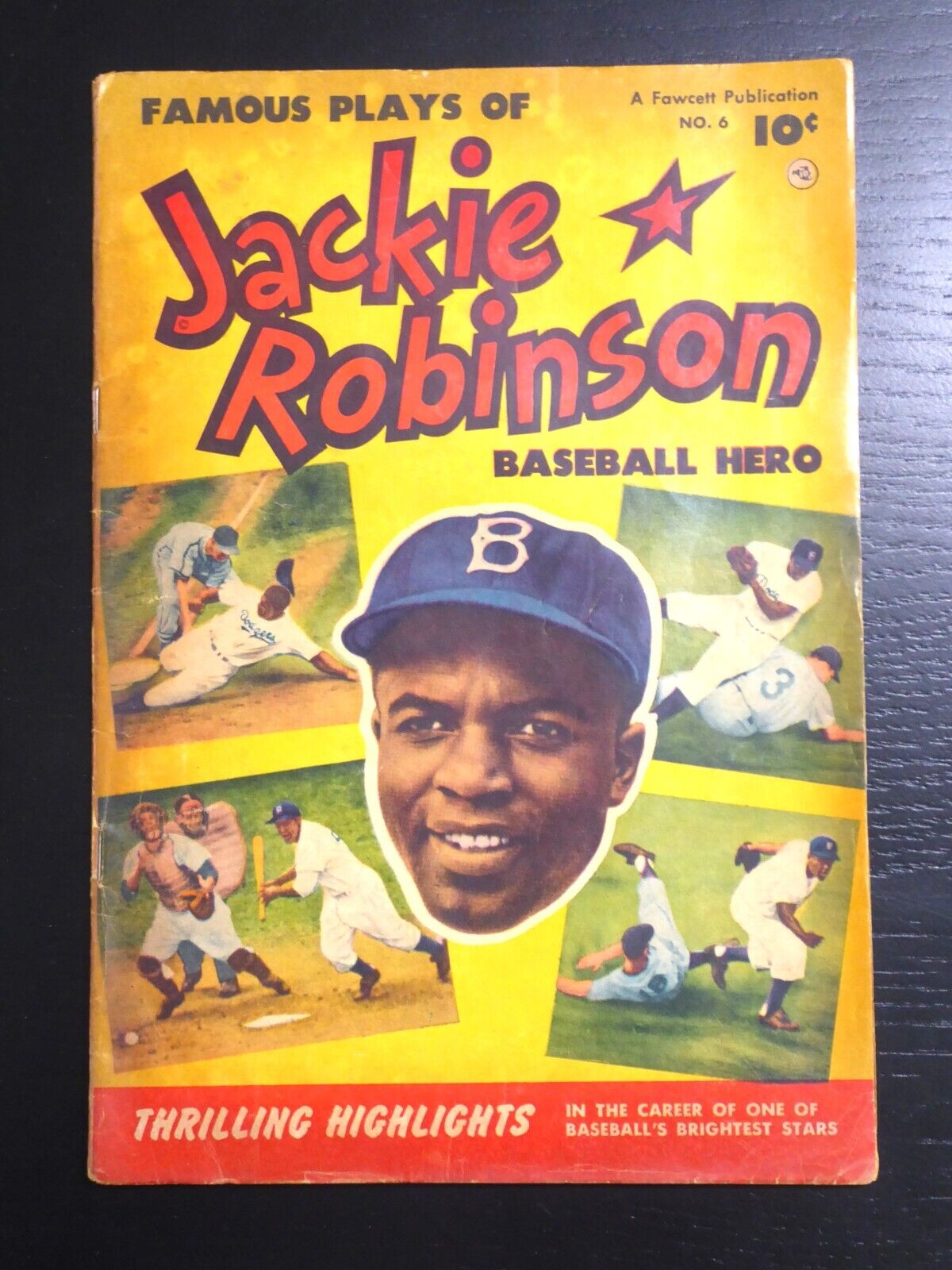 Jackie Robinson #6, 1952, G+, Brooklyn Dodgers Baseball