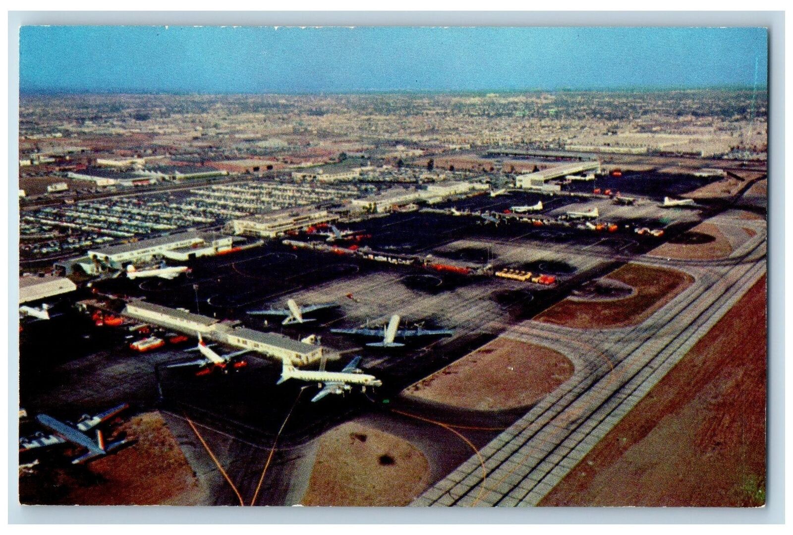 Dayton Ohio OH Postcard Aerial View Of James M. Cox Municipal Airport c1960\'s
