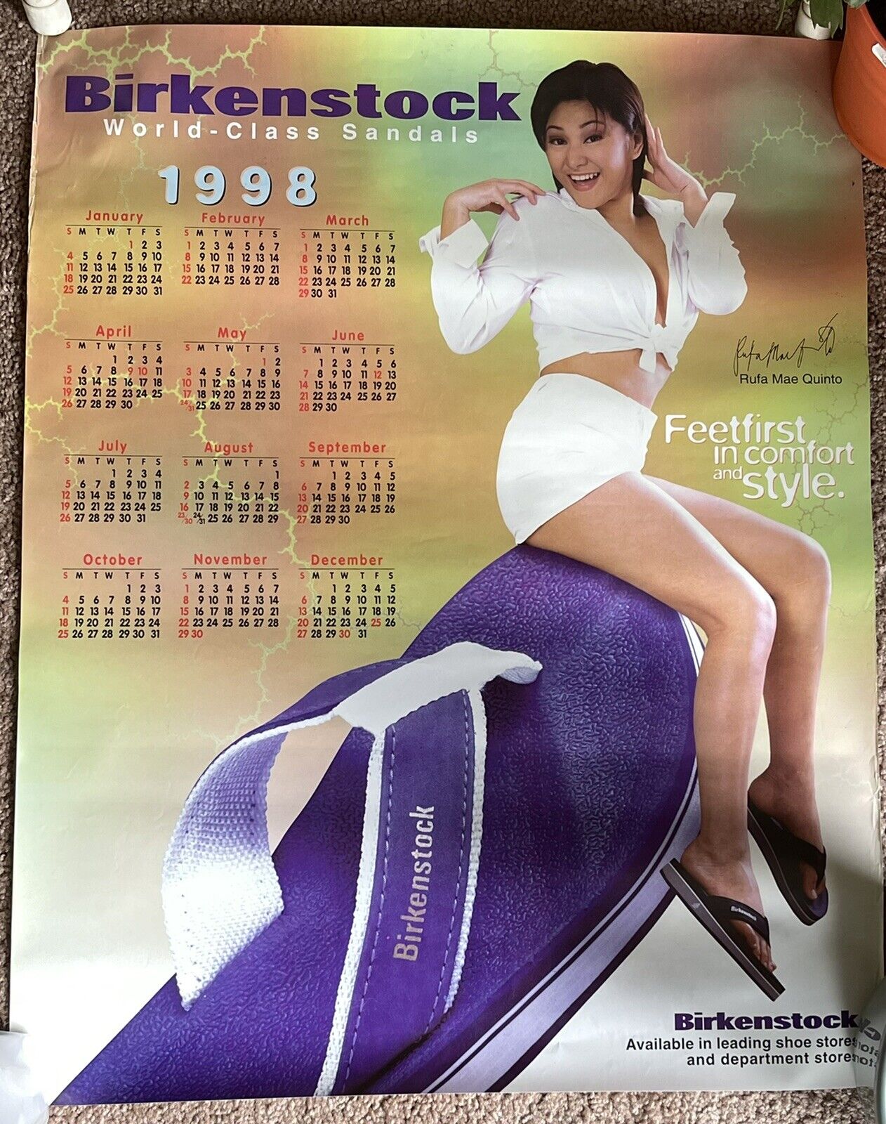 VTG Rufa Mae Quinto Philippine Actress 1998 Calendar Birkenstock Ad Signed