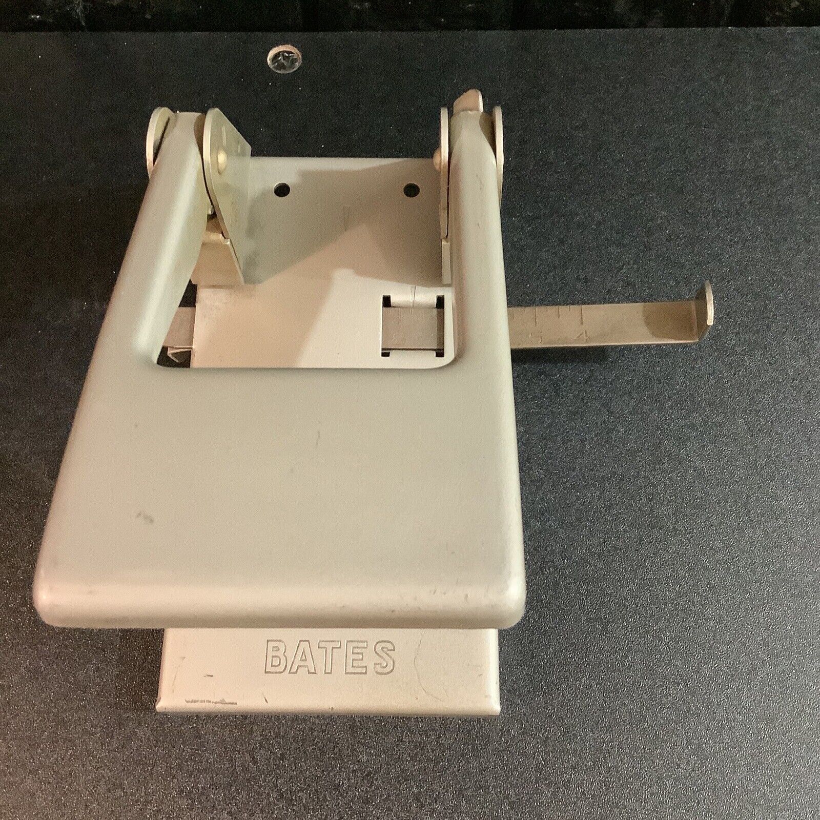 Bates Perforator Two Hole Punch Model 2 Gray Metal Vintage