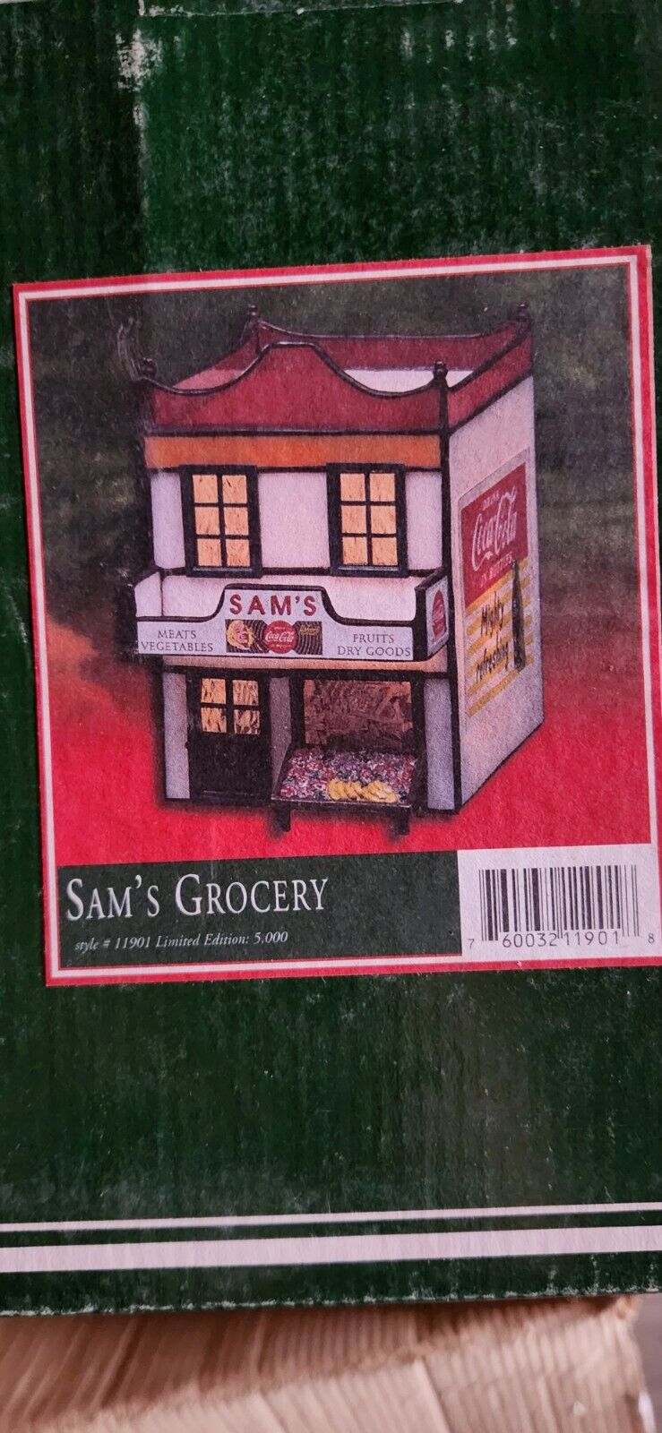 Stained Glass Lighted House Coca-Cola Sam\'s Grocery 1950\'s Decades *in box #4116