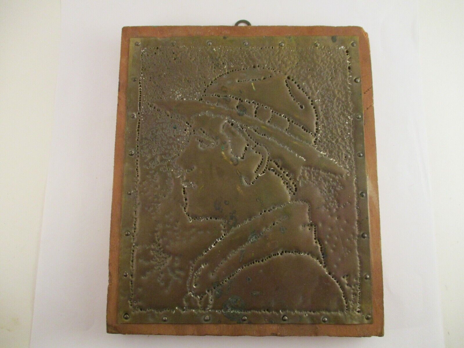 Vintage Handmade Hammered Punched Boy Scouts BSA Brass Plaque Wall Art