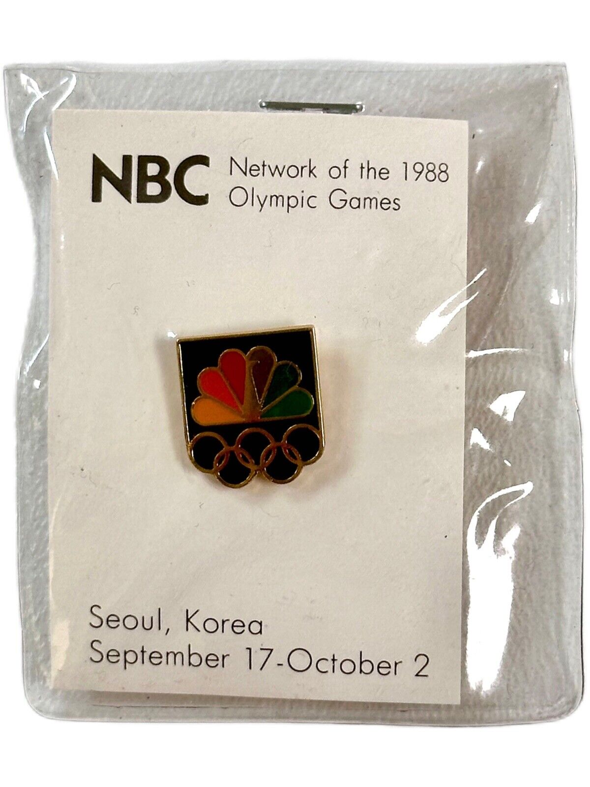 Vintage 1988 NBC Seoul Korea Enamel Olympic Games Badge Pin Lapel Hat Olympics