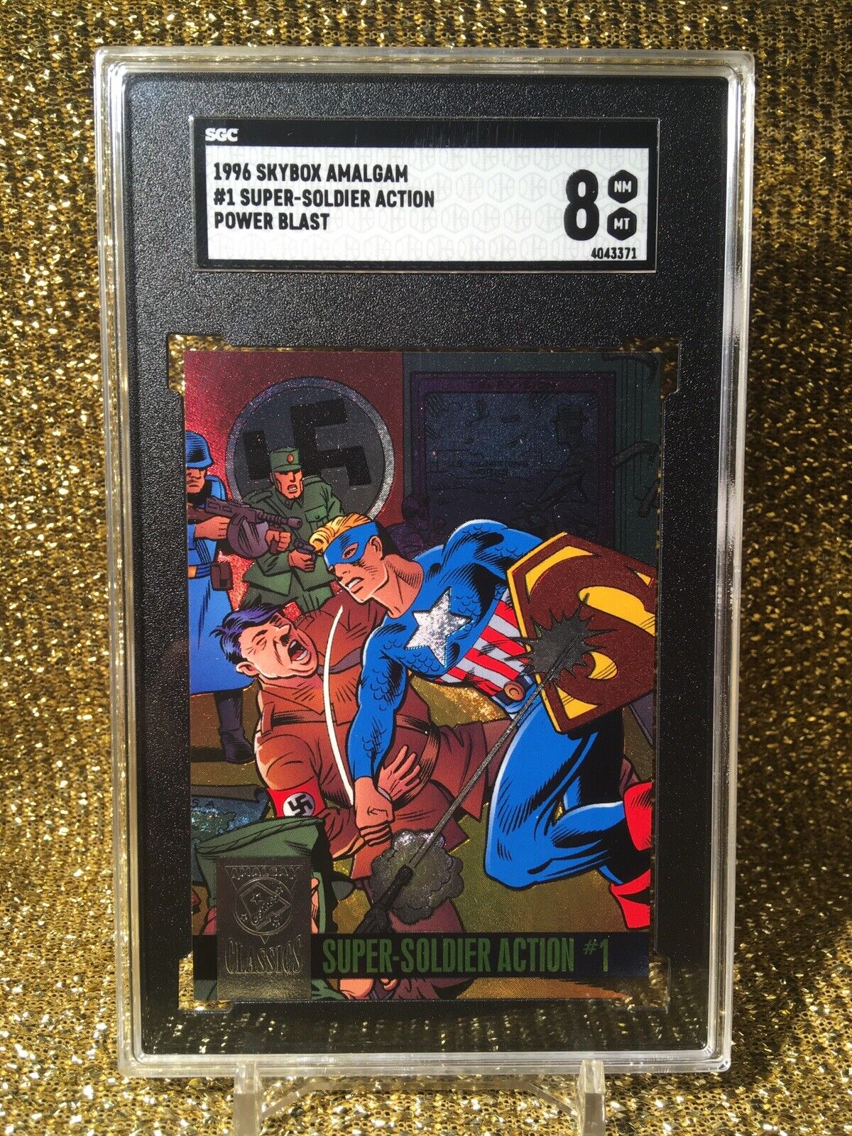 Super Soldier Action 1996 Skybox amalgam 1 Marvel DC Comics Power Blast SGC 8 RC