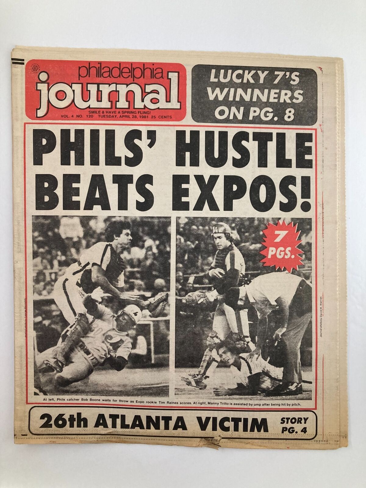 Philadelphia Journal Tabloid April 28 1981 Vol 4 #120 MLB Phillies Bob Boone