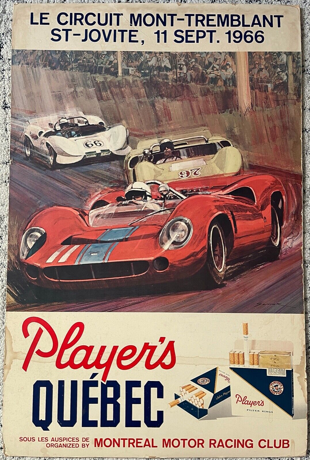 ORIGINAL 1966 CHAPARRAL CAN-AM Motor Car RACING STAND UP SIGN POSTER CIGARETTES