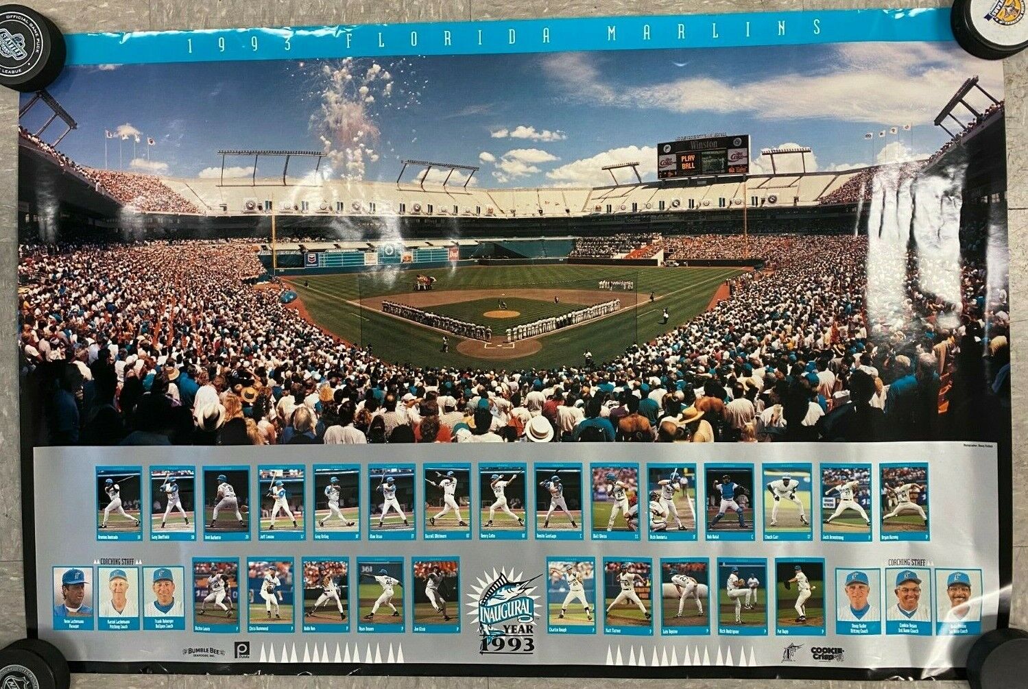 1993 \'MLB\' \'FLORIDA MARLINS INAUGURAL YEAR STADIUM\' POSTER 36X24\