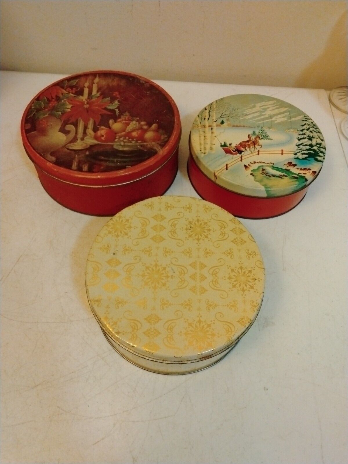 3 Vintage Holiday Cookie Tins