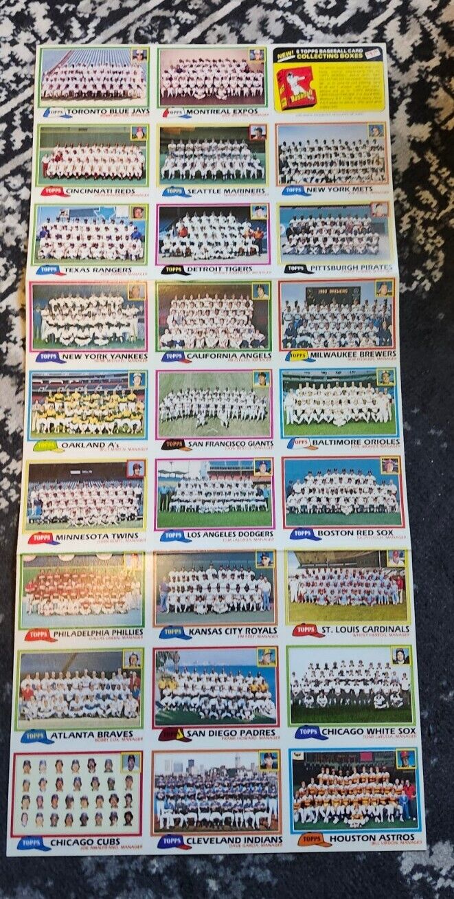 1981 Topps Baseball Send In Team Checklist Card Uncut Sheet (Set of 26 teams)