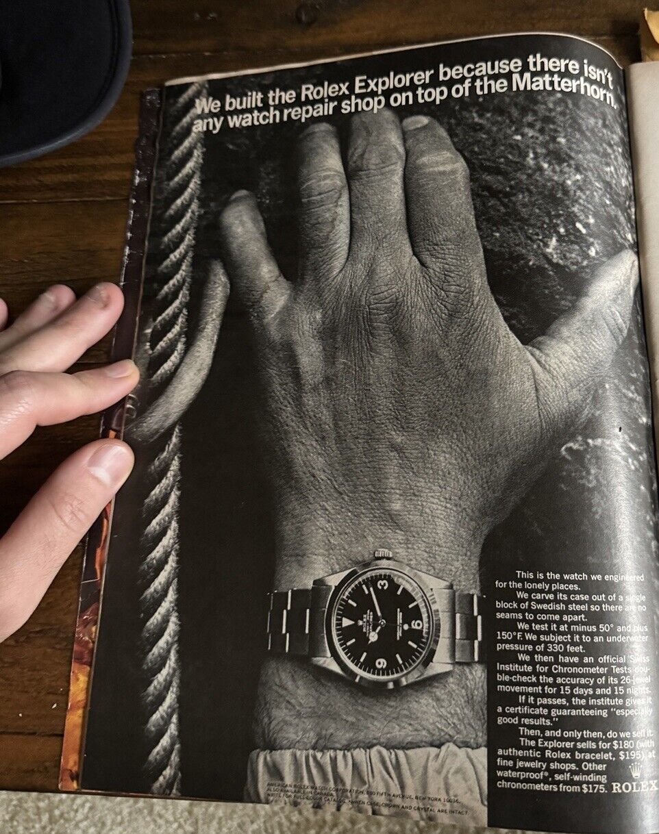 1966 Rolex Explorer Watch Steel Matterhorn Swedish Chronometer VINTAGE PRINT AD