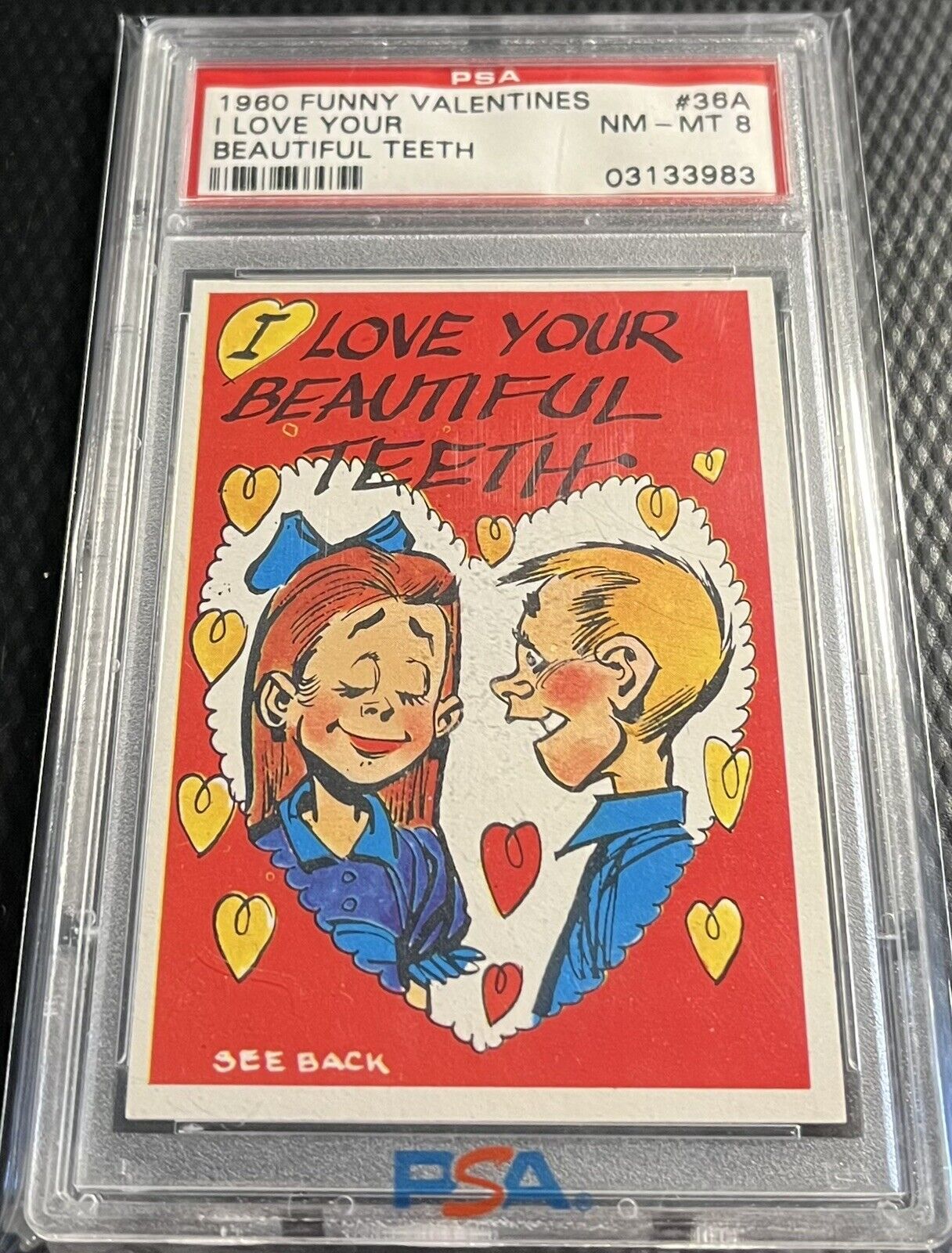 1960 Topps PSA 8 Vintage Funny Valentines #36A Graded NM-MT - Clean Holder