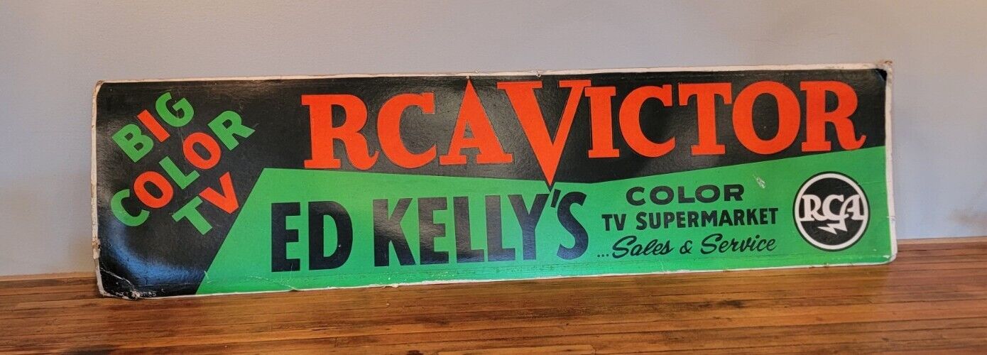 Vintage RCA Victor Advertising Sign 1955 BIG COLOR TV 48