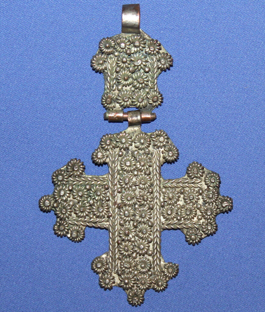 Vintage Hand Made Hinged Silver Plated Filigree Cross Pendant