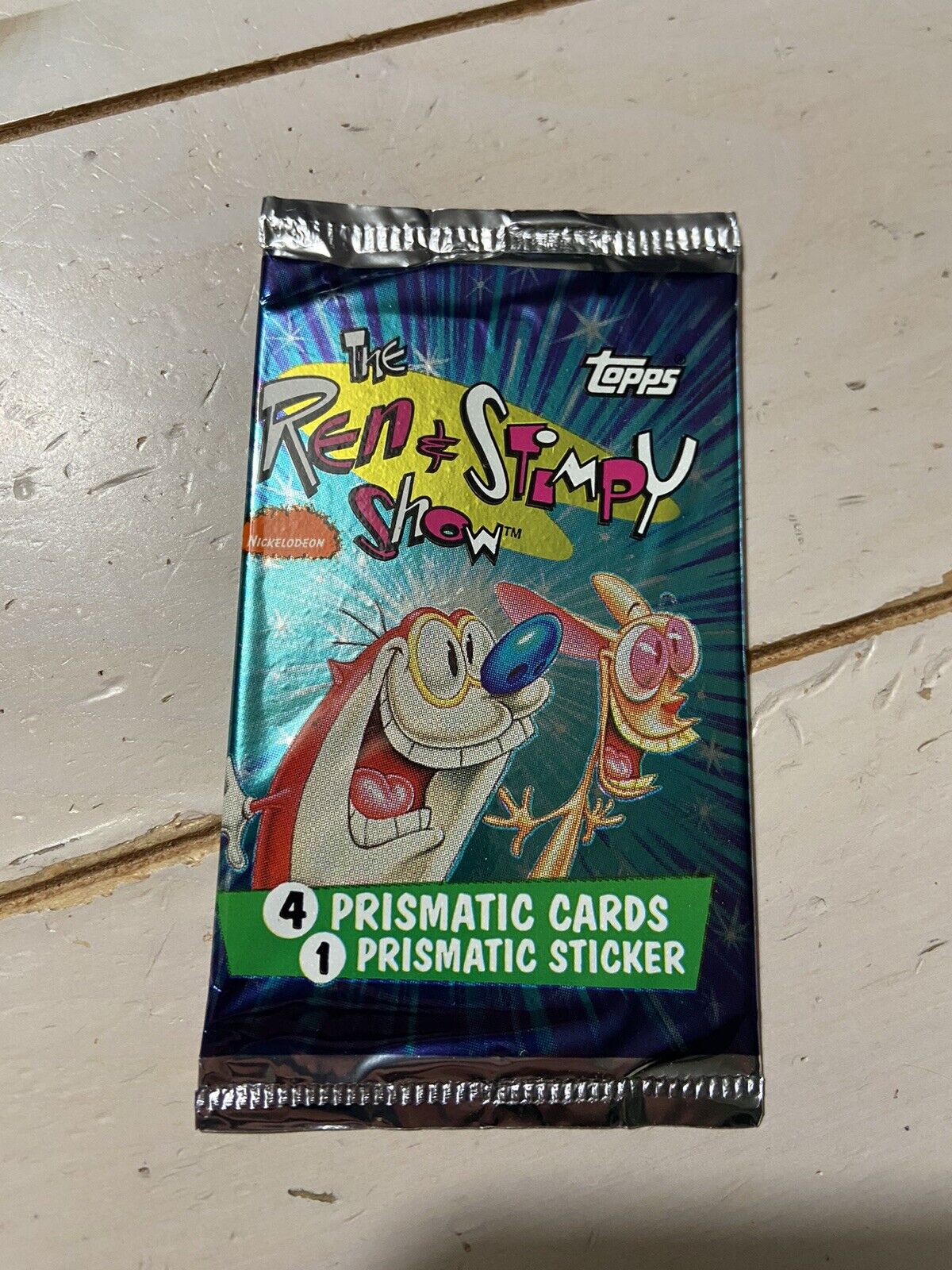 Sealed 1993 Topps Ren & Stimpy Show Prismatic Trading Card Pack * 4 + 1 Sticker