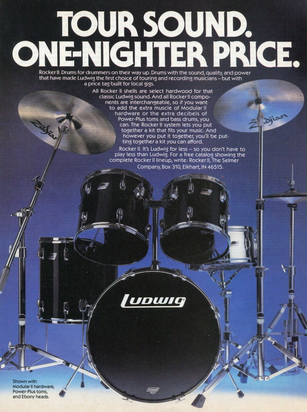 1987 Print Ad of Ludwig Rocker II Drum Kit
