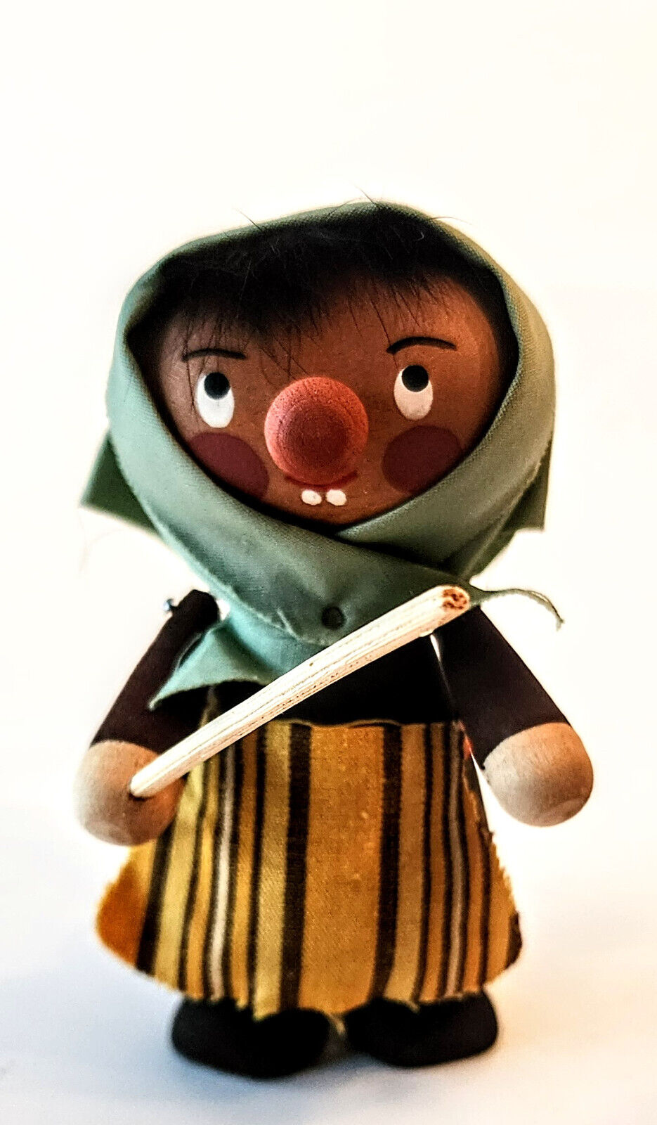 Vintage 60\'s Wooden Scandinavian Woman Doll Figurine Handmade Sweden