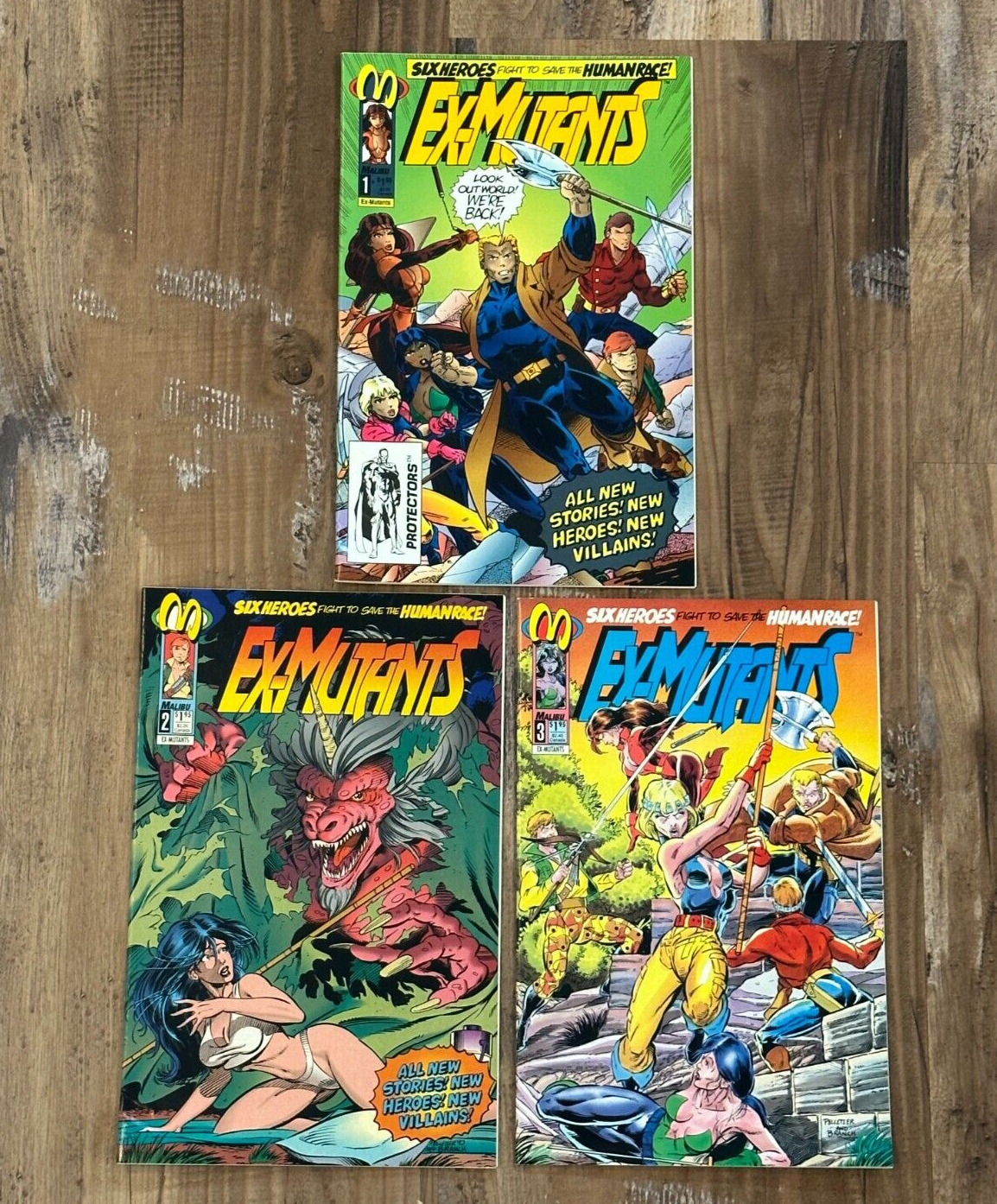 EX-Mutants #1-#3 Comic Lot (Malibu Comics) 1992 Series