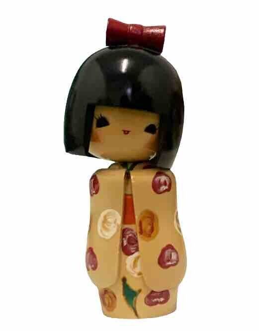 Japanese Kokeshi Wooden Otomesode Doll By Masayoshi Yamagishi