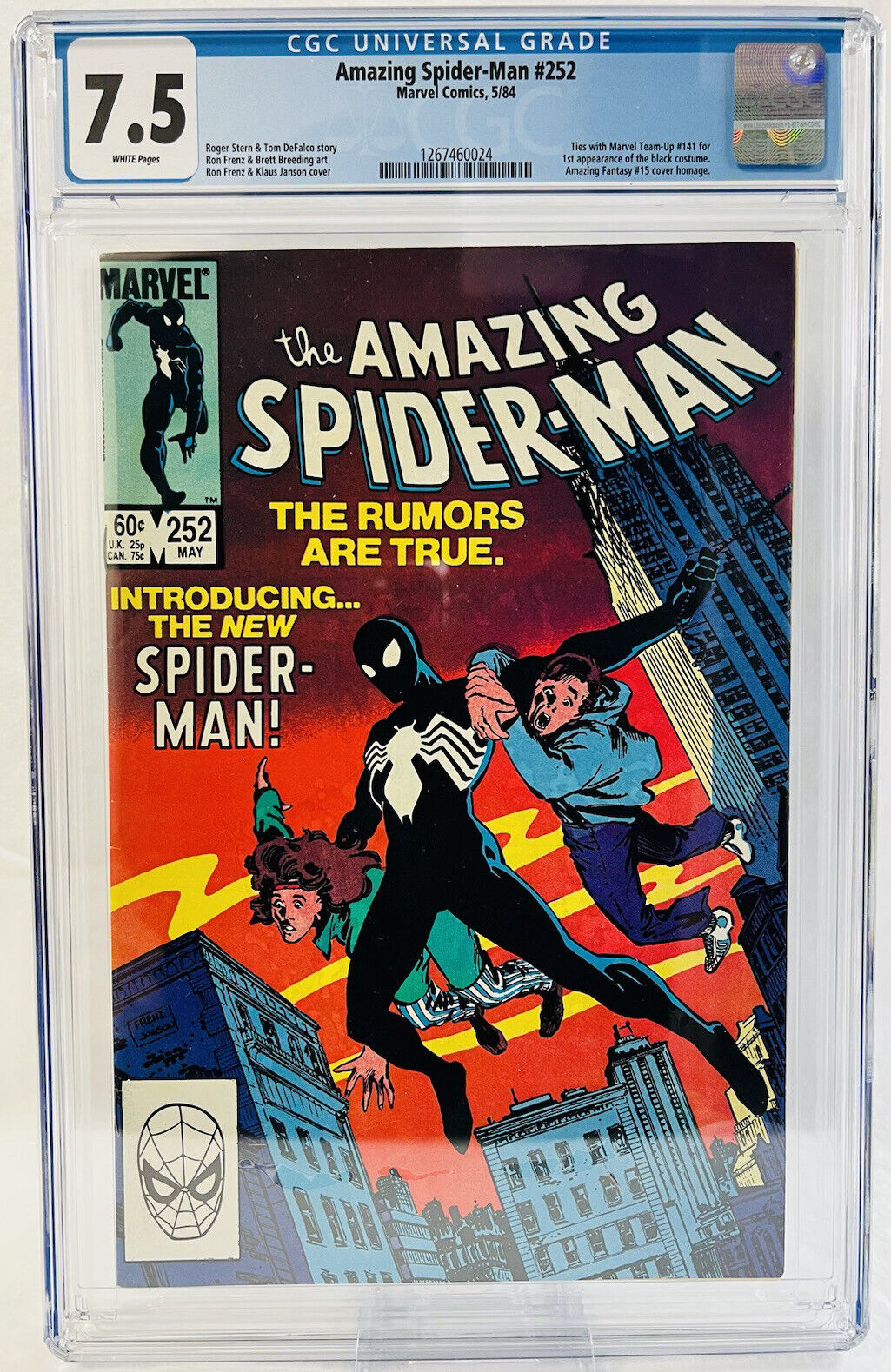 VTG Amazing Spider-Man #252 1984 Newsstand 1st Black Costume 5/84 CGC 7.5 VF