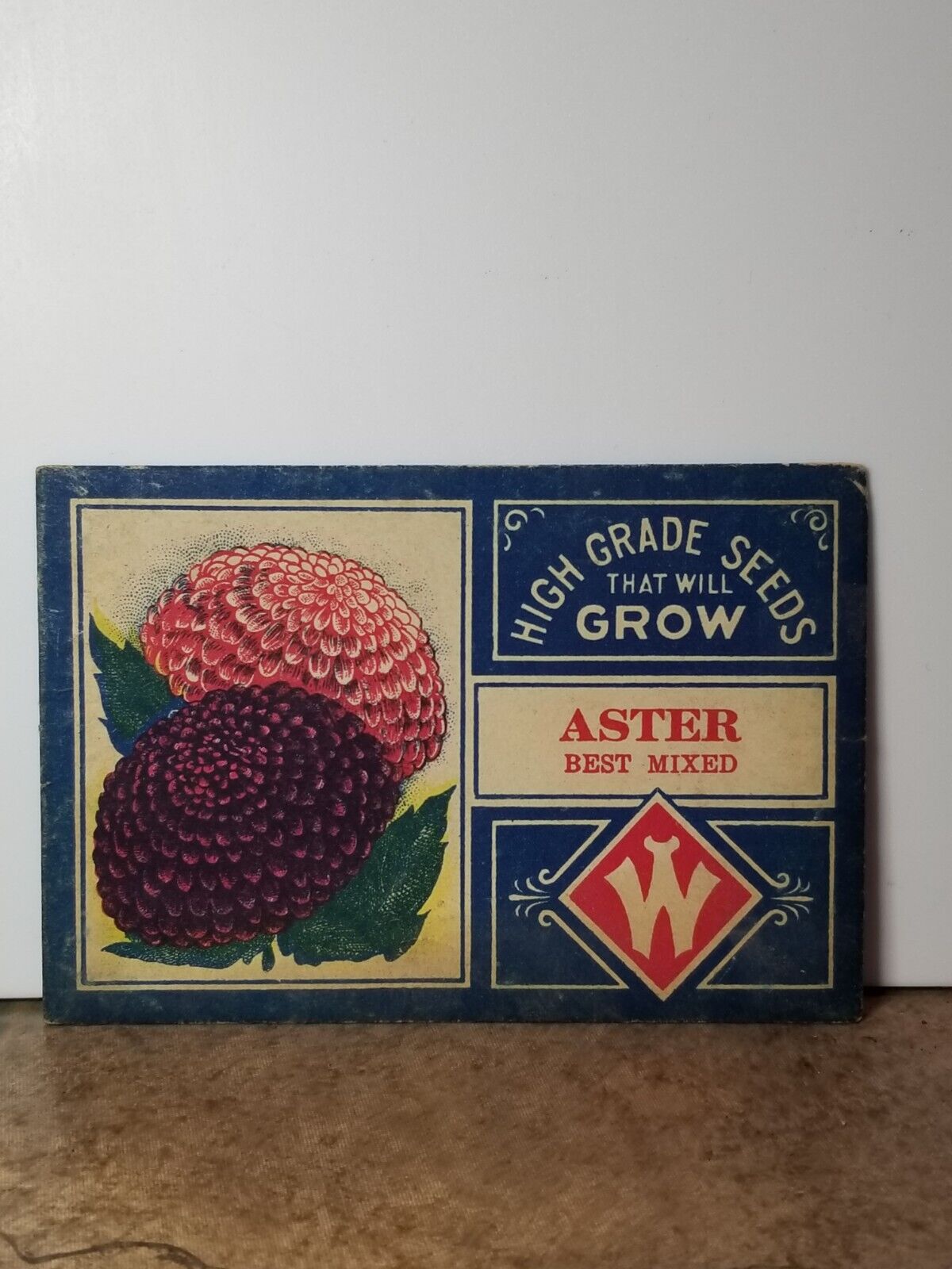 Vintage FLOWER SEED PACKET Aster International Litho Co Roch NY with SEEDS 1920