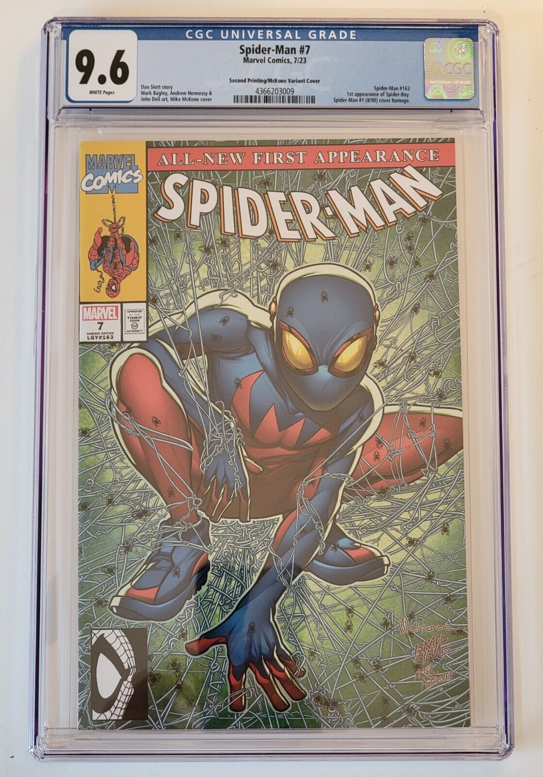 Spider-Man #7 CGC 9.6 Mike McKone  Variant 1st Appearance of Spider-Boy 2023 