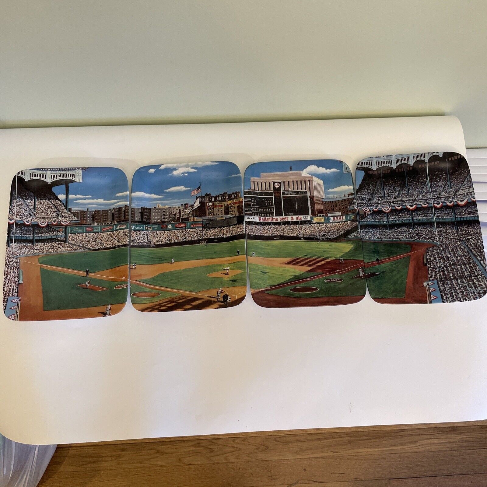 NY Yankee Stadium A Panoramic Four Plate Collection Danbury Mint A2079