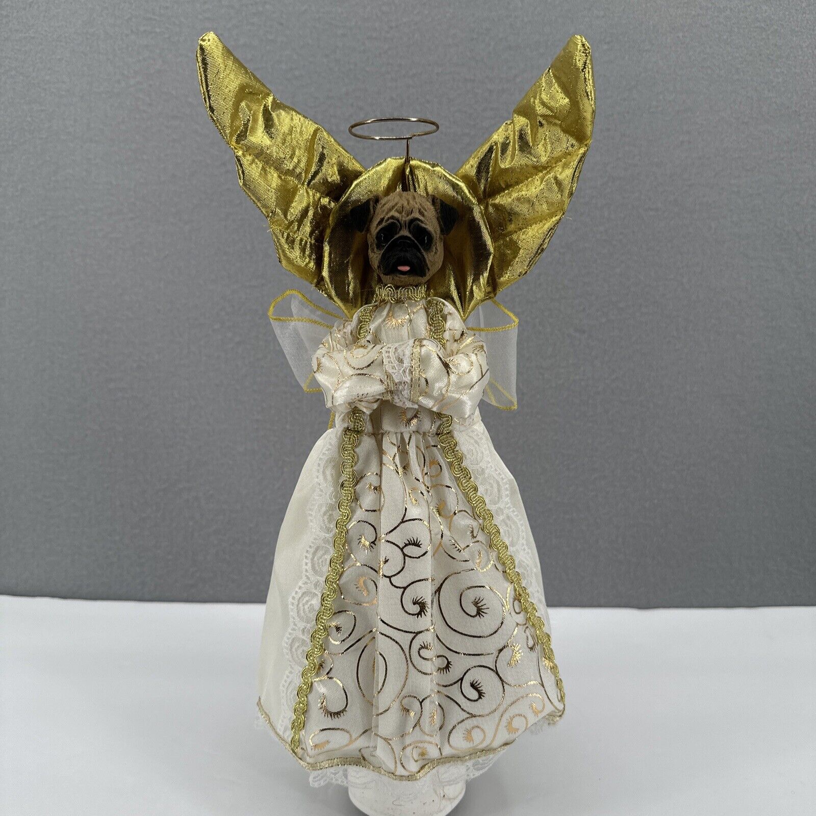 The Doogie Collection Brown Pug Angel Christmas Tree Topper Conversation Concept