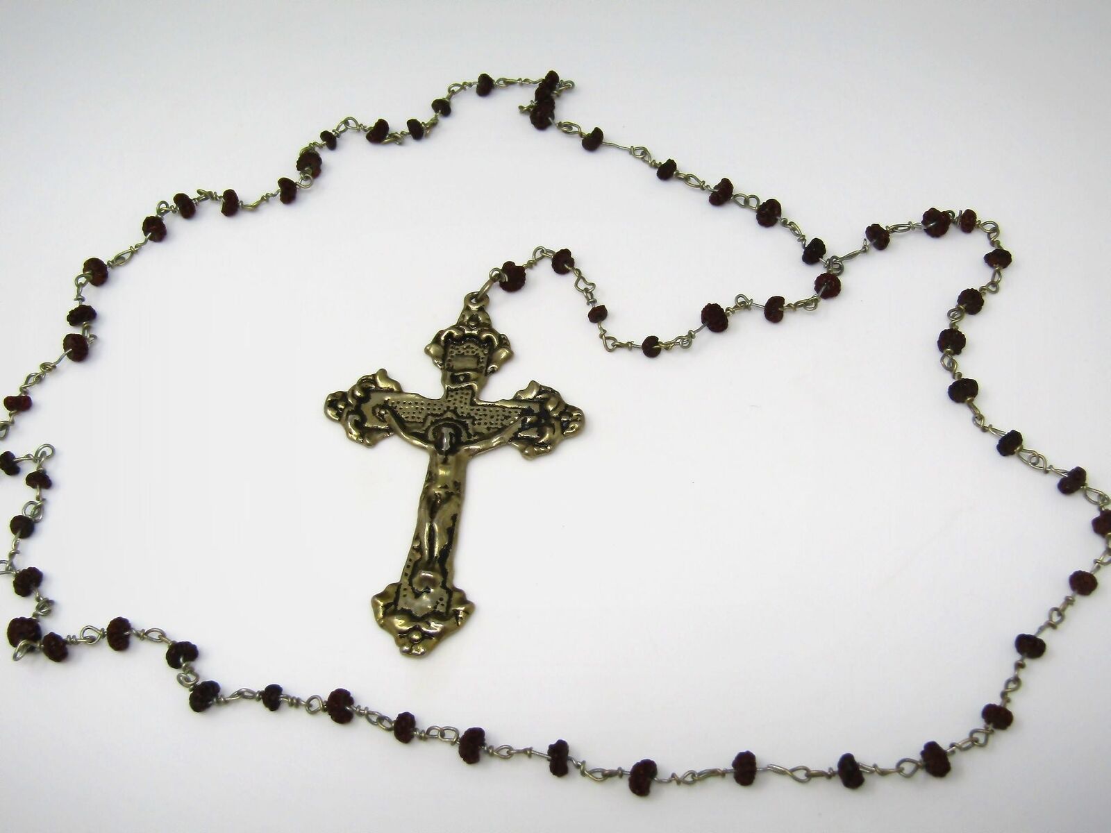 Vintage Christian Catholic Rosary: Natural Beads Beautiful Crucifix