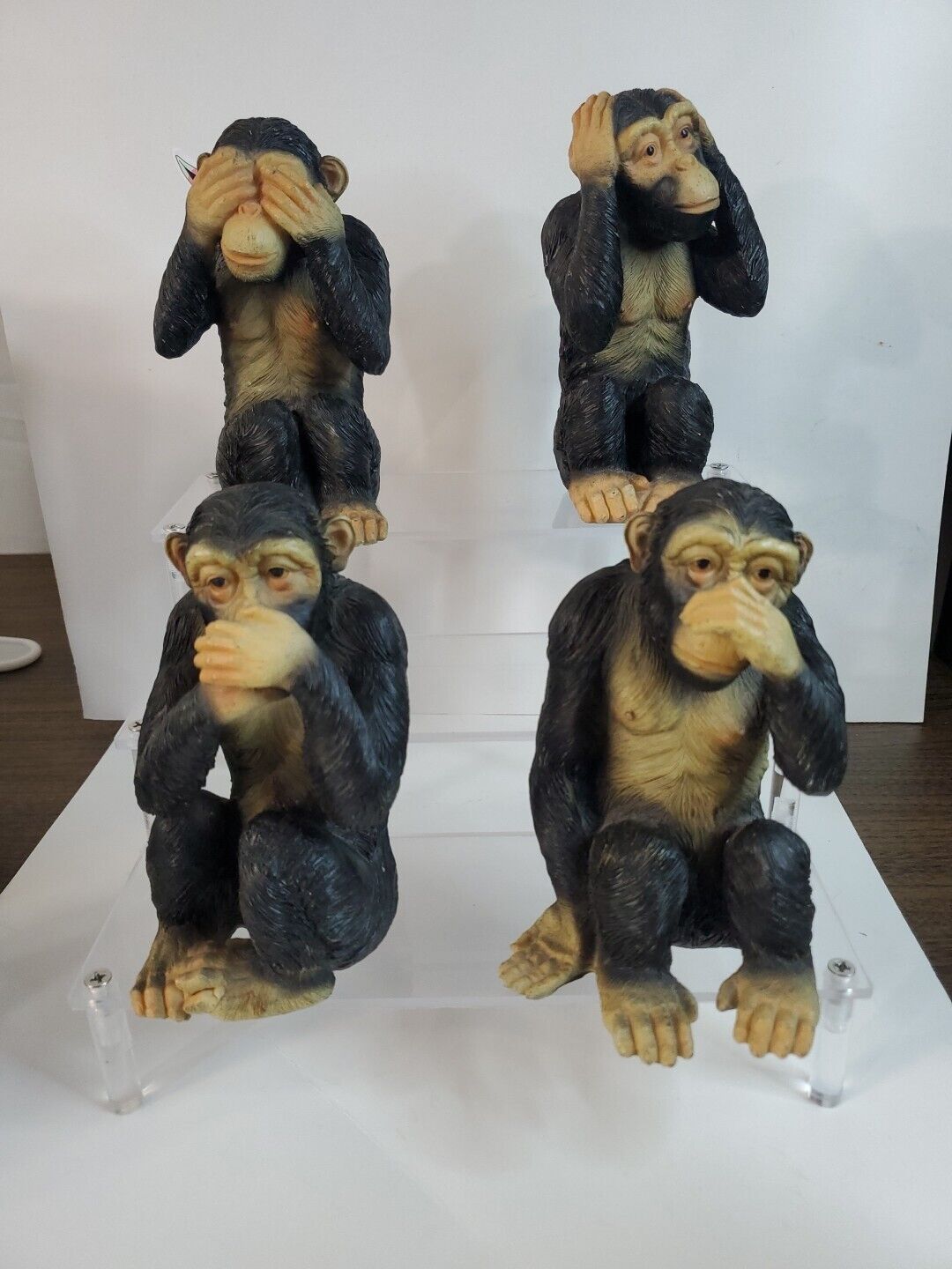 Vintage Monkey Figurine Set Wise Men Hear See Speak Smell No Evil Statue
