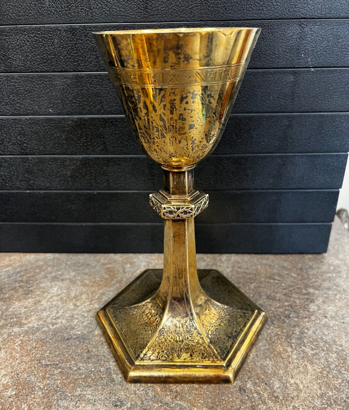 Vintage International Sterling Silver Gold Plated Catholic Chalice E811_ 20 ozt
