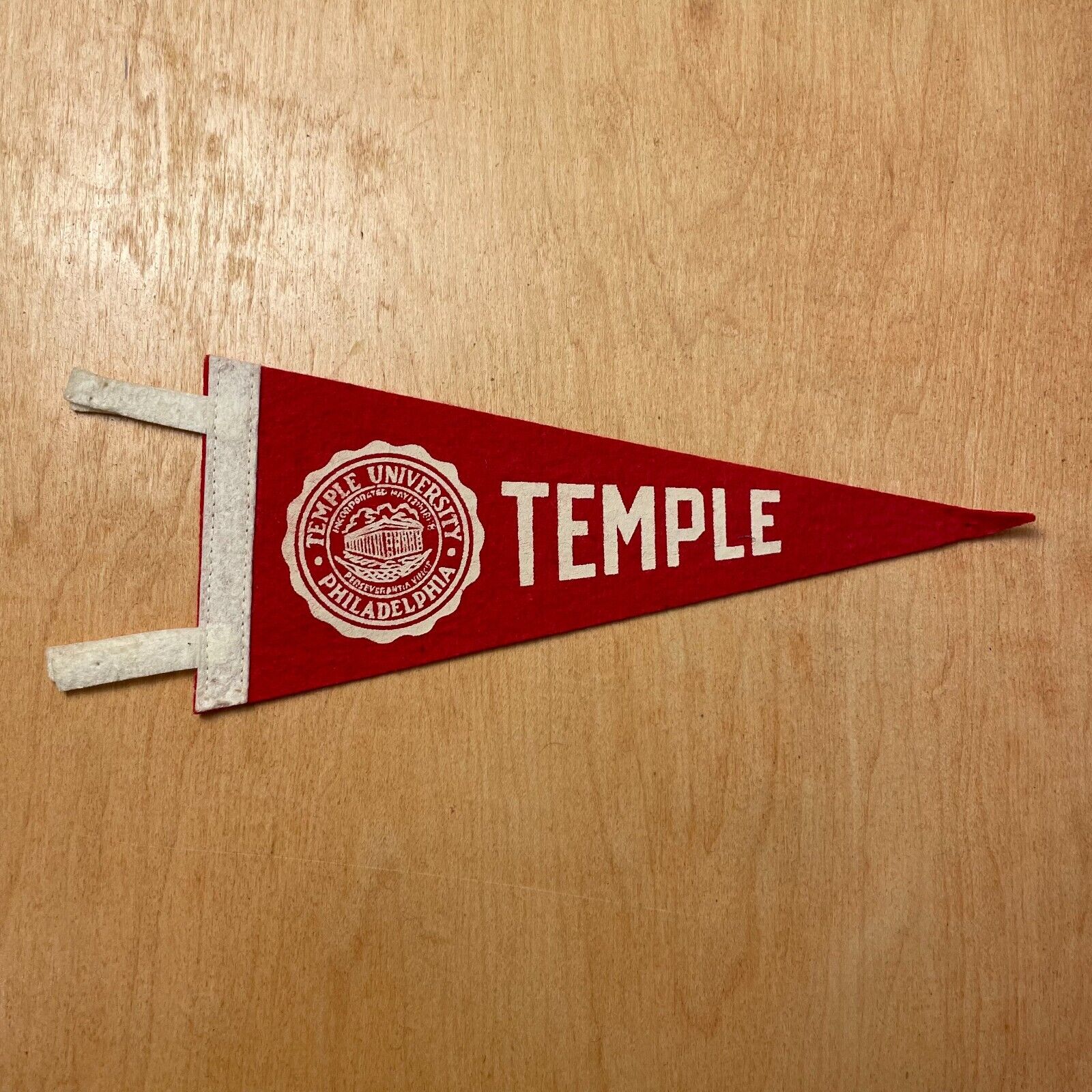Vintage 1950s Temple University 4x9 Felt Pennant Flag