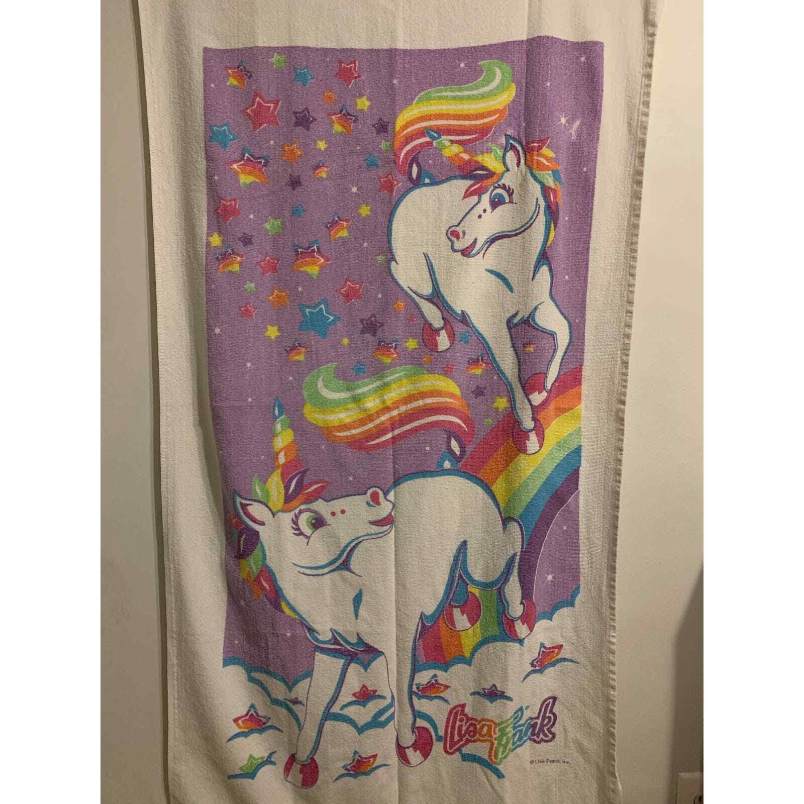 Vintage 1990s LISA FRANK Beach Towel Ft Unicorns Jay Franco Made in USA
