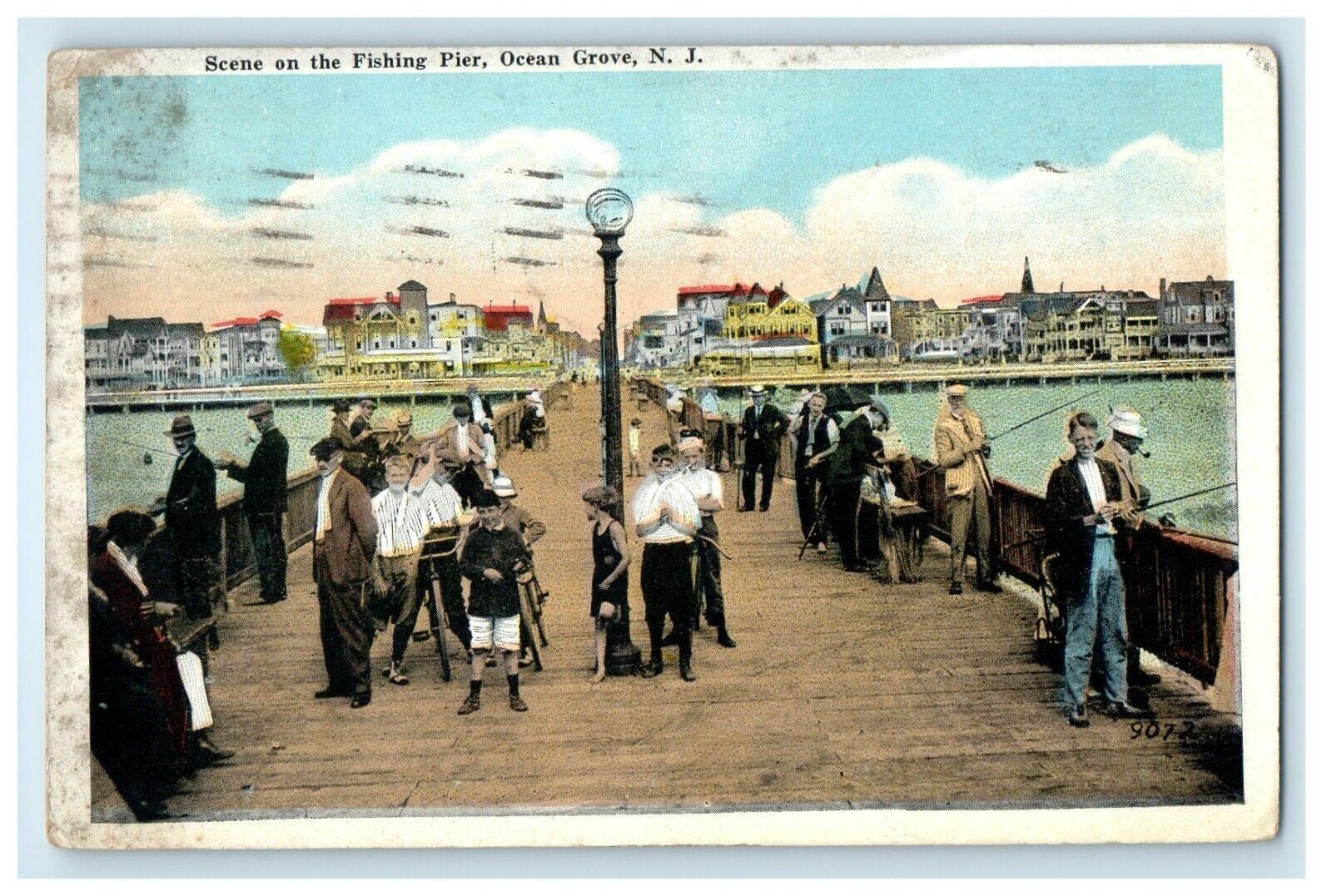 1921 Scene On The Fishing Pier Ocean Grove New Jersey NJ Posted Vintage Postcard