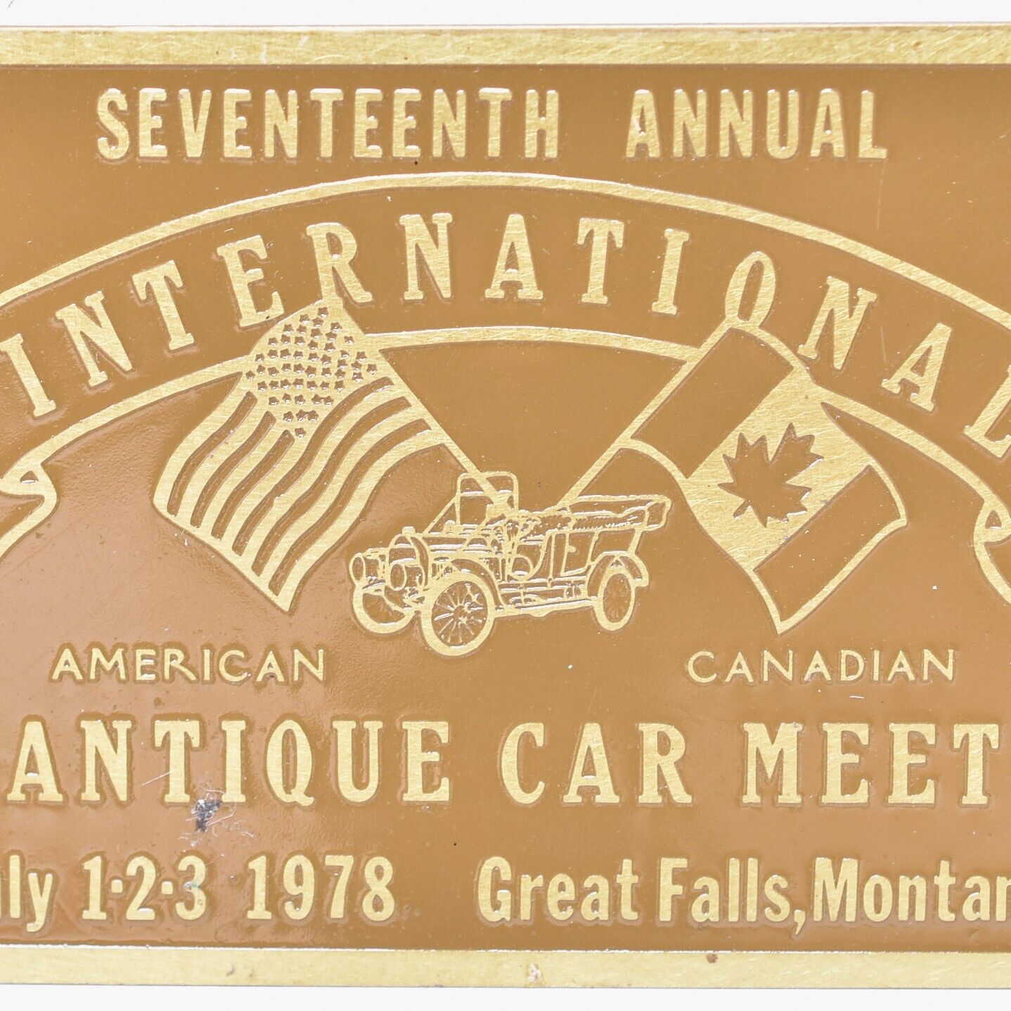 1978 Antique Car American Canadian International Meet Great Falls Montana Plaque