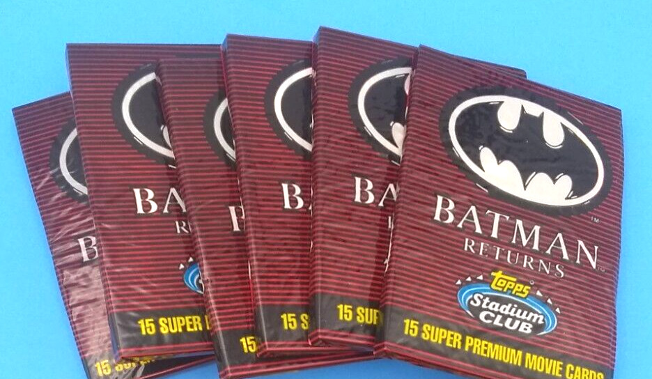 1992 Topps BATMAN RETURNS 6 WAX PACKS NEW OLD STOCK Vintage Factory Sealed.