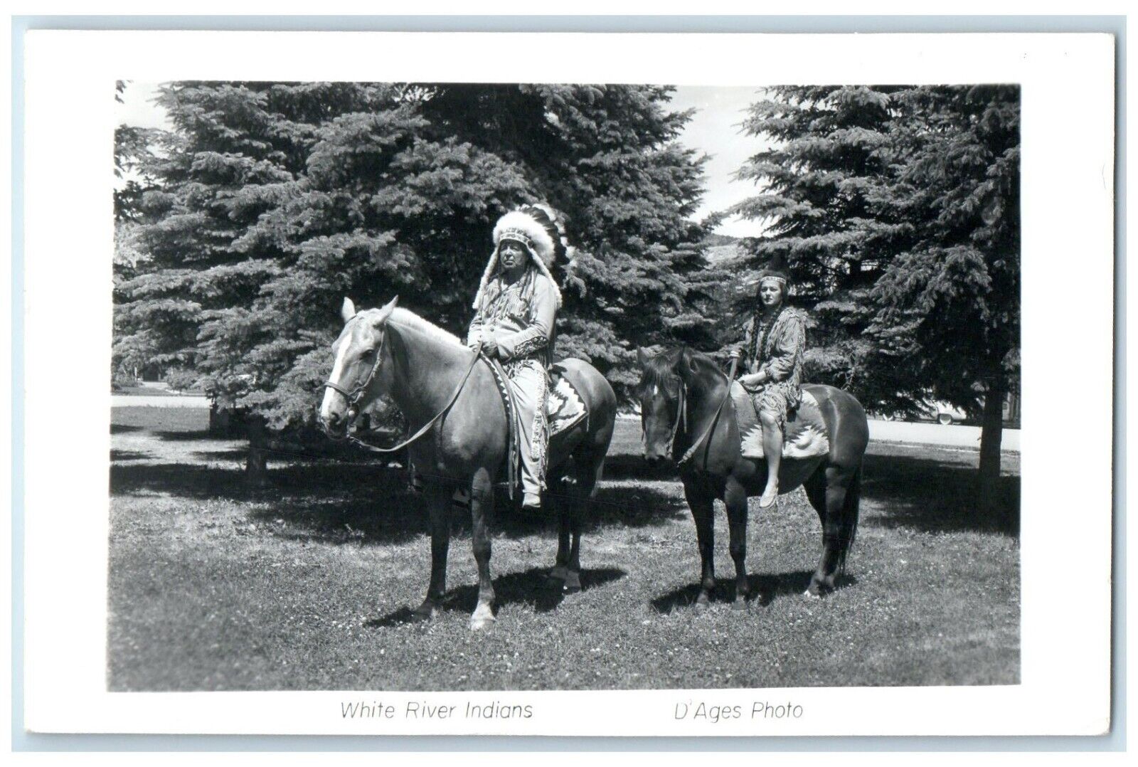1958 White River Indians Riding Horse Meeker Colorado CO RPPC Photo Postcard