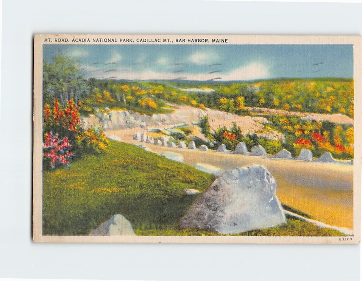 Postcard Mt. Road Acadia National Park Cadillac Mt. Bar Harbor Maine USA