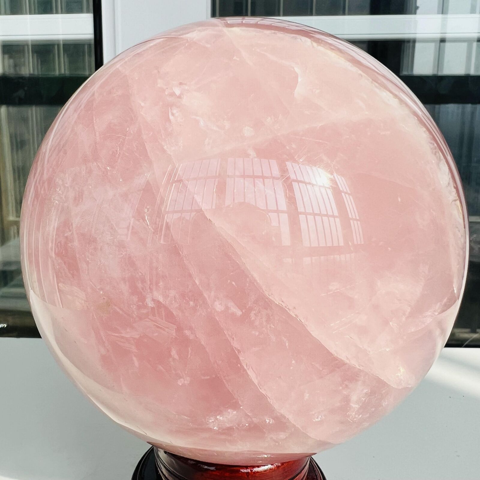 Natural Pink Rose Quartz Sphere Crystal Ball Decor Reiki Healing 6.06LB