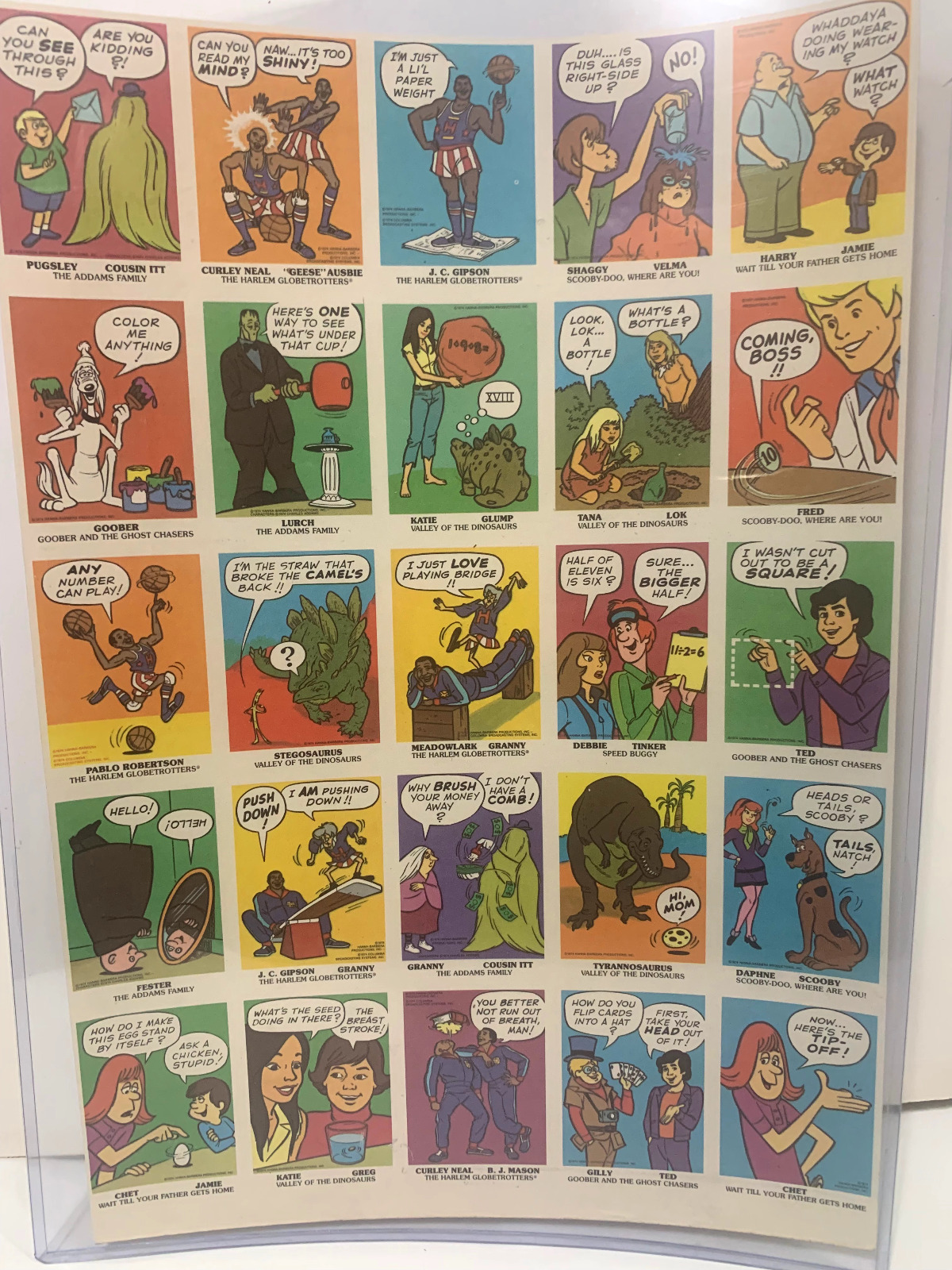 1974 Wonder Bread Hanna-Barbera Magic Tricks cards uncut Sheet Set Vintage Error